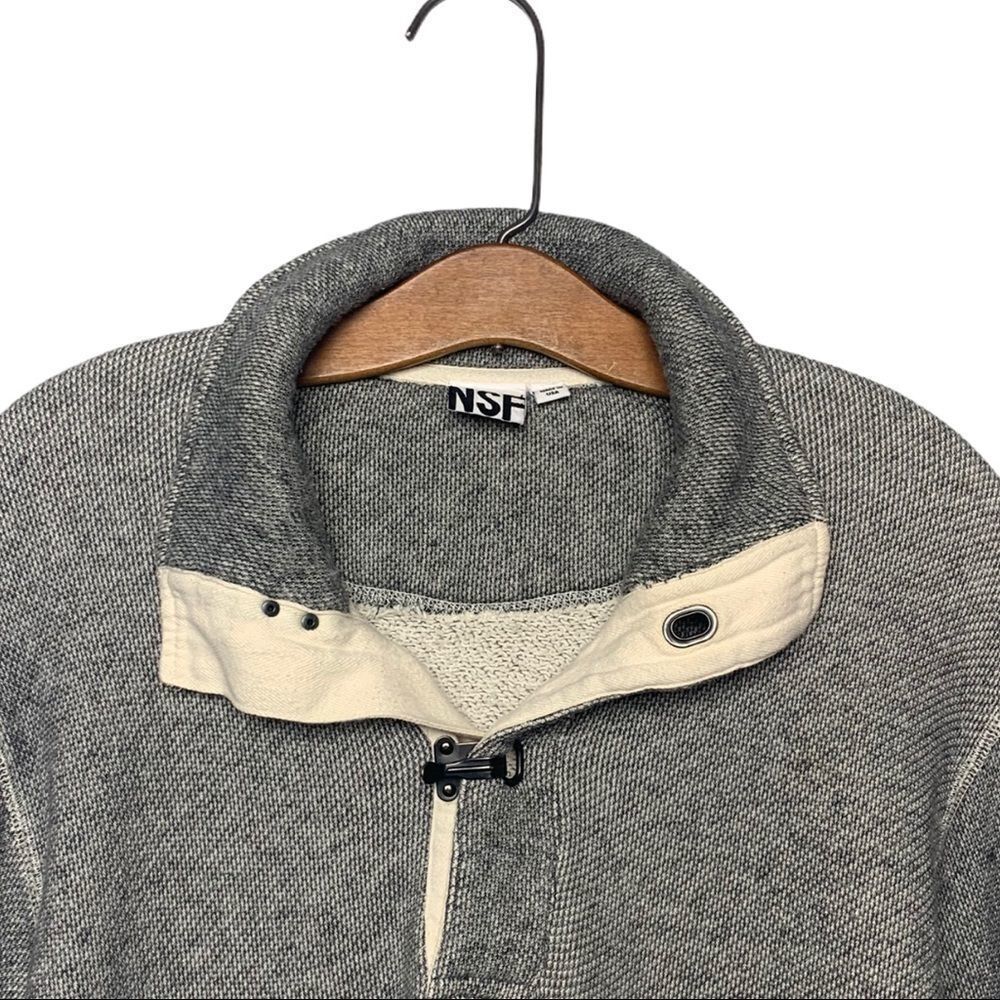 Nsf Grey High Neck Collared Toggle Pullover Knit … - image 3